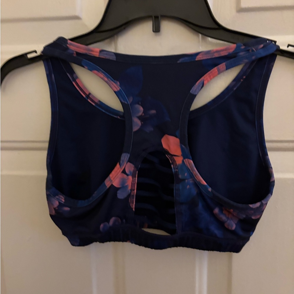 Adore Me Navy and Pink Floral Sports Bra - Picture 3 of 5